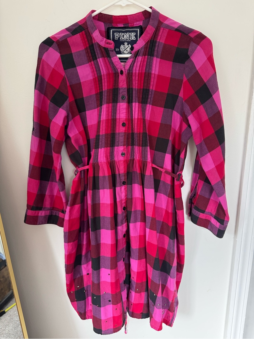 Victoria's Secret PINK Pink & Black Plaid Button-Front Tunic